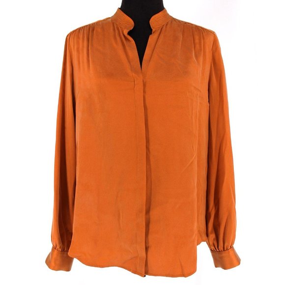 L'AGENCE Tops - L’agence Bianca 100% Silk Orange Blouse S